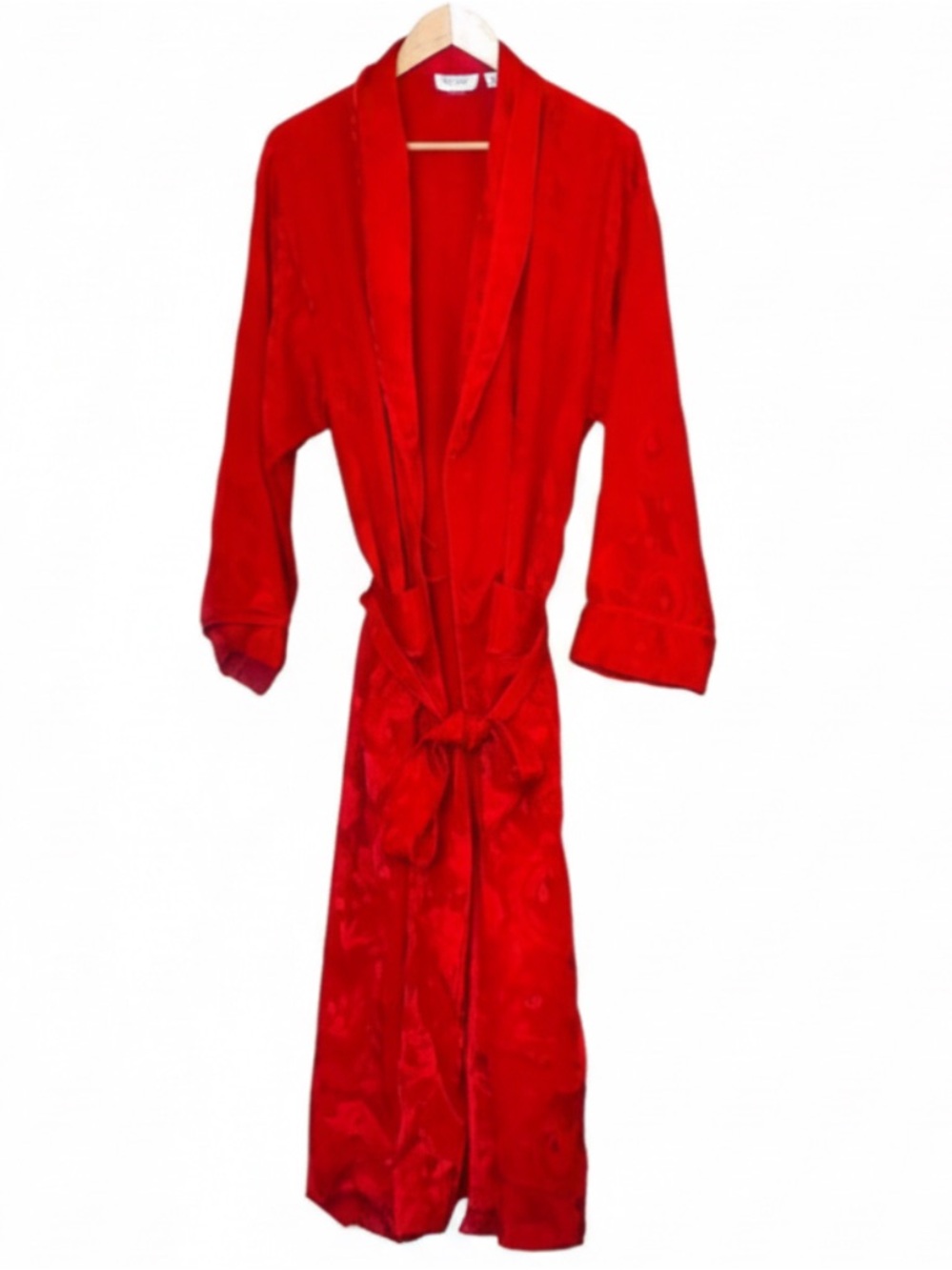 1980’s Vintage Victoria's Secret Gold Label red robe jacquard sash